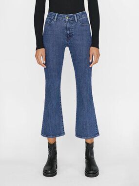 Frame Le Crop Mini Boot Jeans Size 26 Kinley Dark Wash Denim Stretch Bootcut